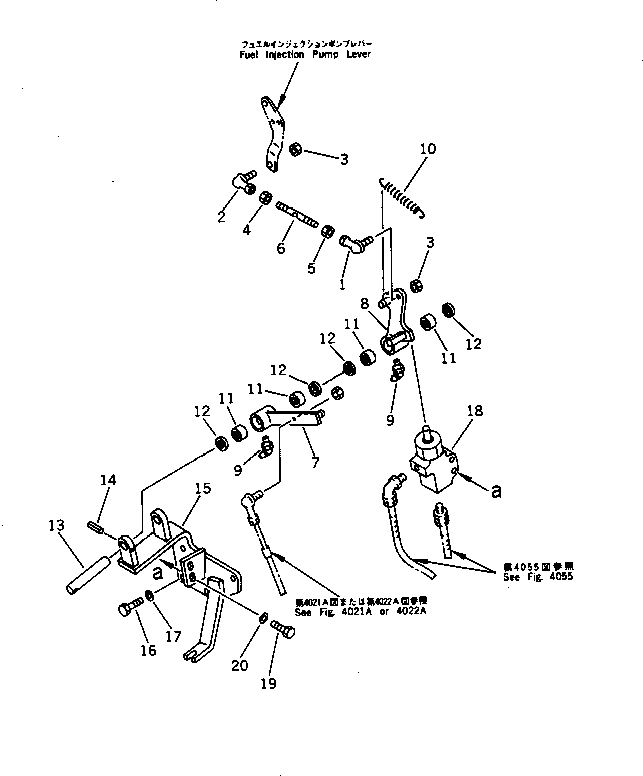 Excavators Komatsu / PC1000SP-1 S/N 10001-UP(pc10000c) / FUEL CONTROL LEVER (2/2) (WITH AUTO DECELERATION)(#10138-)(120040 : 4024A)