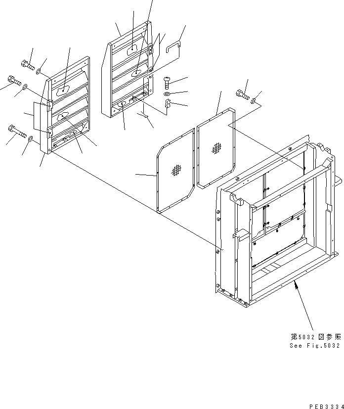 Komatsu parts book diagram for PC1000SP-1 S/N 10001-UP: RIGHT SIDE COVER (DUCT) (WITH LARGE CAPACITY RADIATOR)(#10340-)