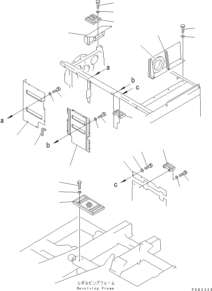 Komatsu parts book diagram for PC1000SP-1 S/N 10001-UP: PARTITION PLATE (FOR ENGINE ROOM) (WITH BY-PASS FILTER)(#10351-)