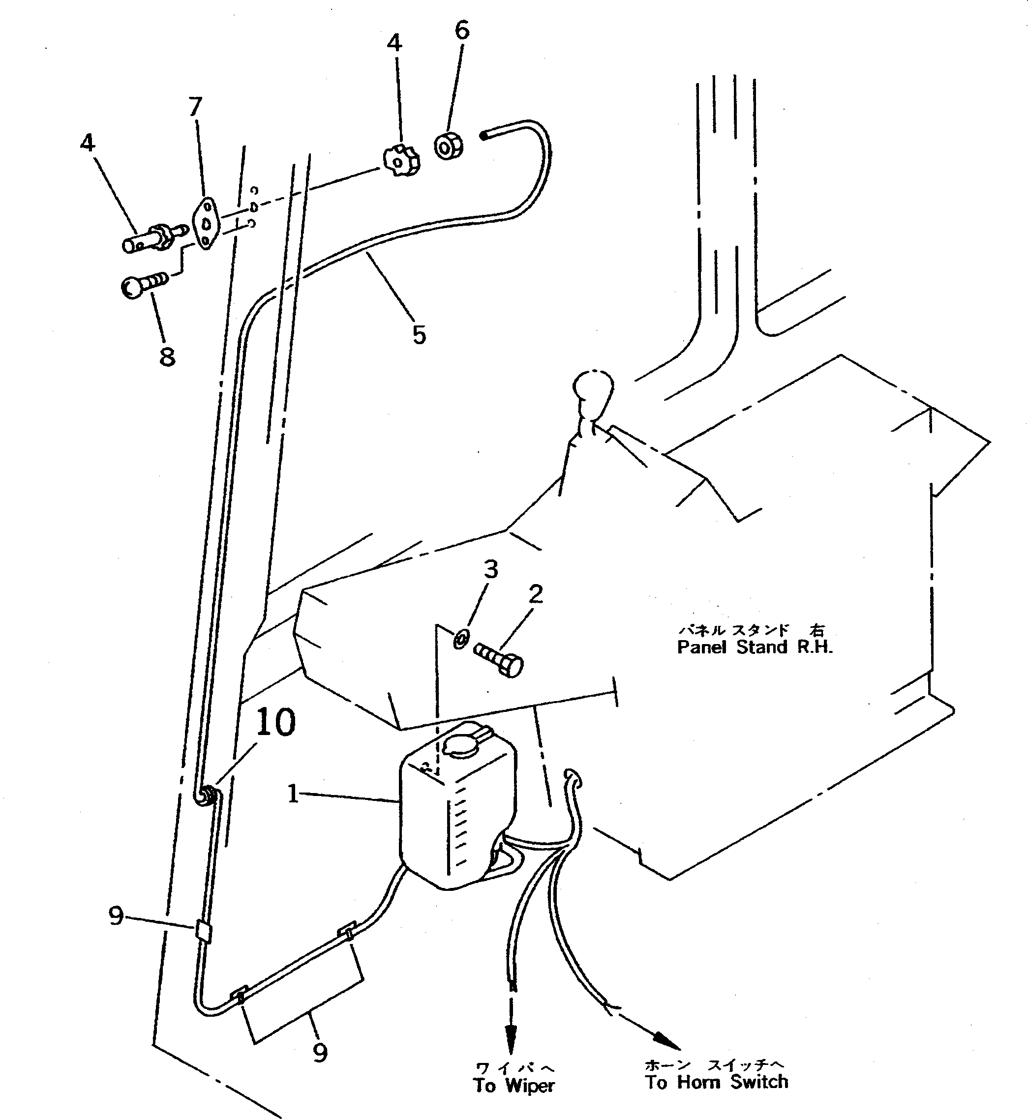 Komatsu parts book diagram for PC1000SP-1 S/N 10001-UP: WINDOW WASHER (FOR USA AND CANADA)(#10275-10353)