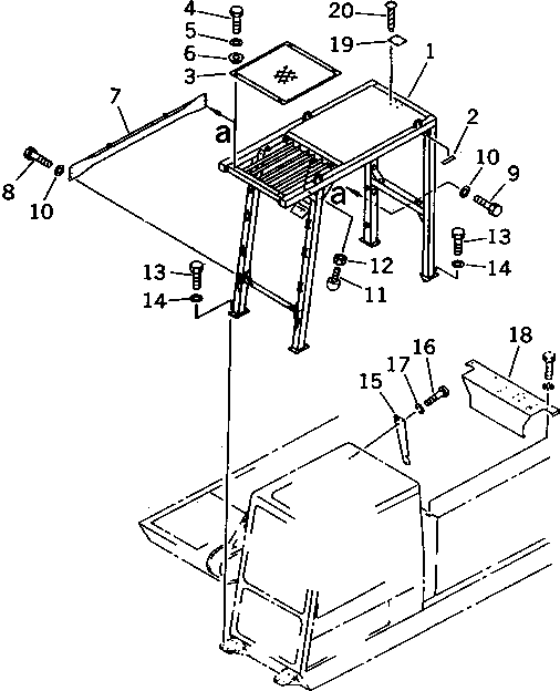 Komatsu parts book diagram for PC1000SP-1 S/N 10001-UP: F.O.P.S. (FOR LOW CAB) (FOR FRONT GUARD)(#10120-)