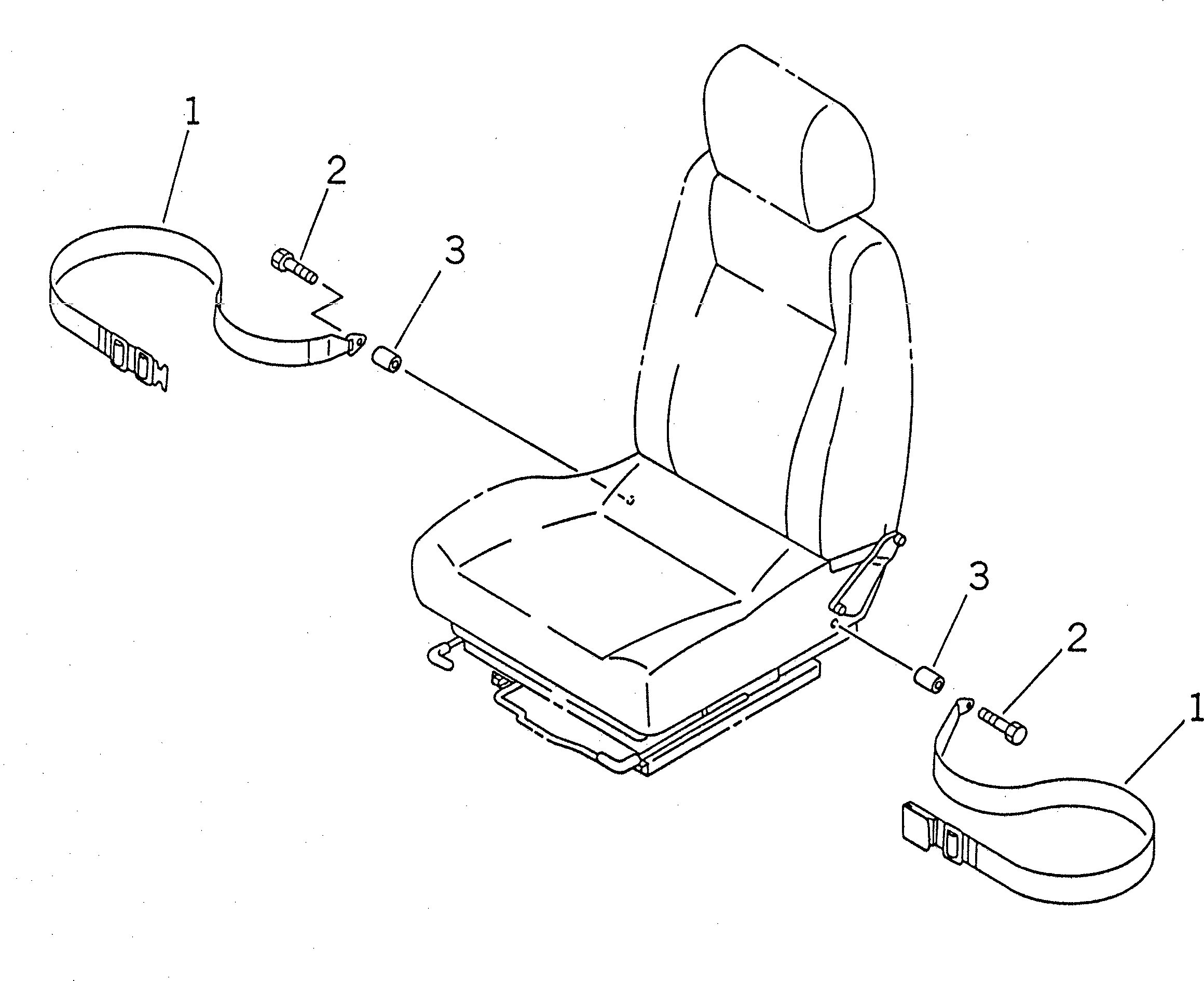 Komatsu parts book diagram for PC1000SP-1 S/N 10001-UP: SEAT BELT (2-POINT HOLDING TYPE ? 78MM WIDE)(#10354-)