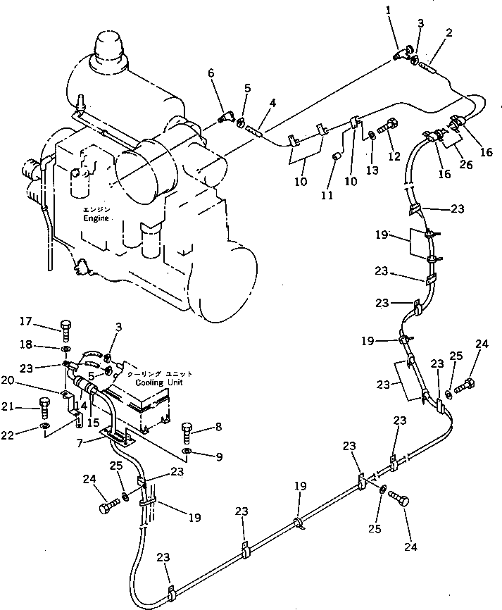 Komatsu parts book diagram for PC1000SP-1 S/N 10001-UP: AIR CONDITIONER (HEATER LINE)