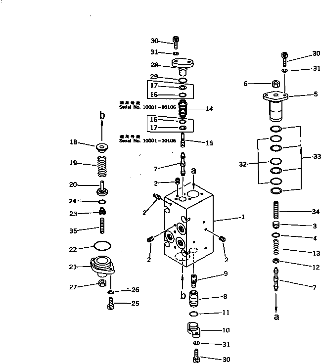 Komatsu parts book diagram for PC1000SP-1 S/N 10001-UP: HYDRAULIC PUMP NO.1 (REAR CO AND NC VALVE) (12/13) (WITH 3-STAGE SELECTOR MODE OLSS)
