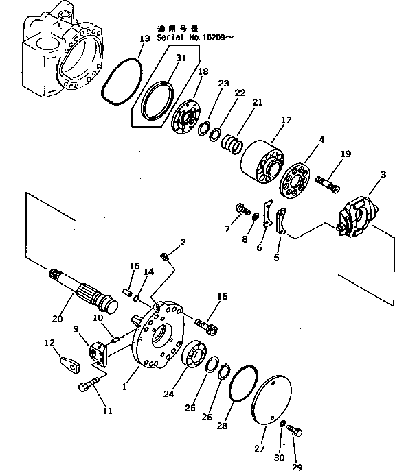 Komatsu parts book diagram for PC1000SP-1 S/N 10001-UP: HYDRAULIC PUMP ? SWING (PUMP 5/5) (6/10)