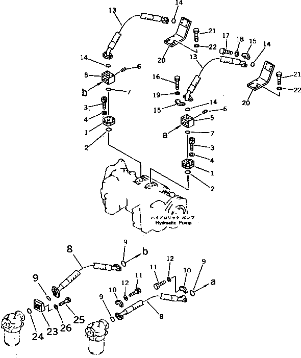 Komatsu parts book diagram for PC1000SP-1 S/N 10001-UP: NO.1 PUMP TO LINE FILTER PIPING (+55ЯC SPEC.)(#10340-)