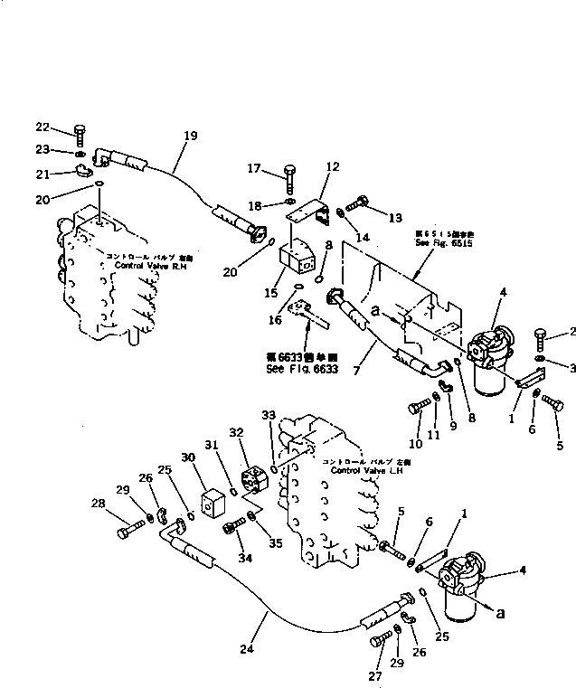 Komatsu parts book diagram for PC1000SP-1 S/N 10001-UP: LINE FILTER TO CONTROL VALVE PIPING (FOR NO.1 PUMP) (+55ЯC SPEC.)(#10340-)