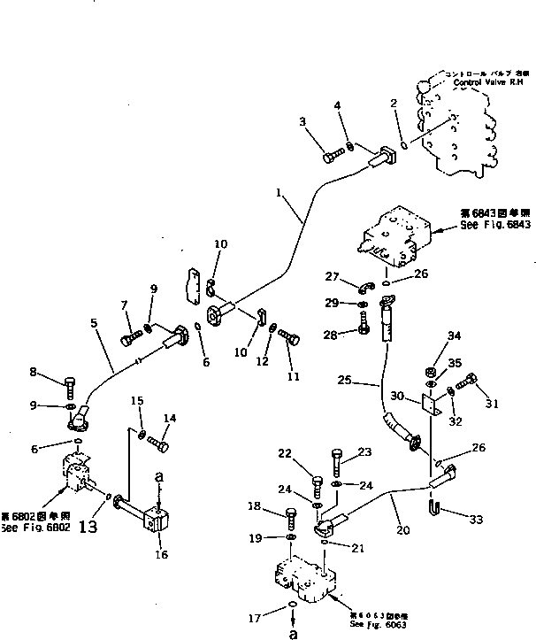 Komatsu parts book diagram for PC1000SP-1 S/N 10001-UP: BOOM CYLINDER HEAD PIPING (FOR CONTROL VALVE ? R.H.)(CHASSIS SIDE)(+55ЯC SPEC.)(#10340-)