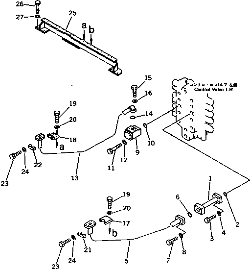 Komatsu parts book diagram for PC1000SP-1 S/N 10001-UP: ARM CYLINDER PIPING (FOR CONTROL VALVE ? L.H.) (CHASSIS SIDE)     (+55ЯC SPEC.)(#10340-)