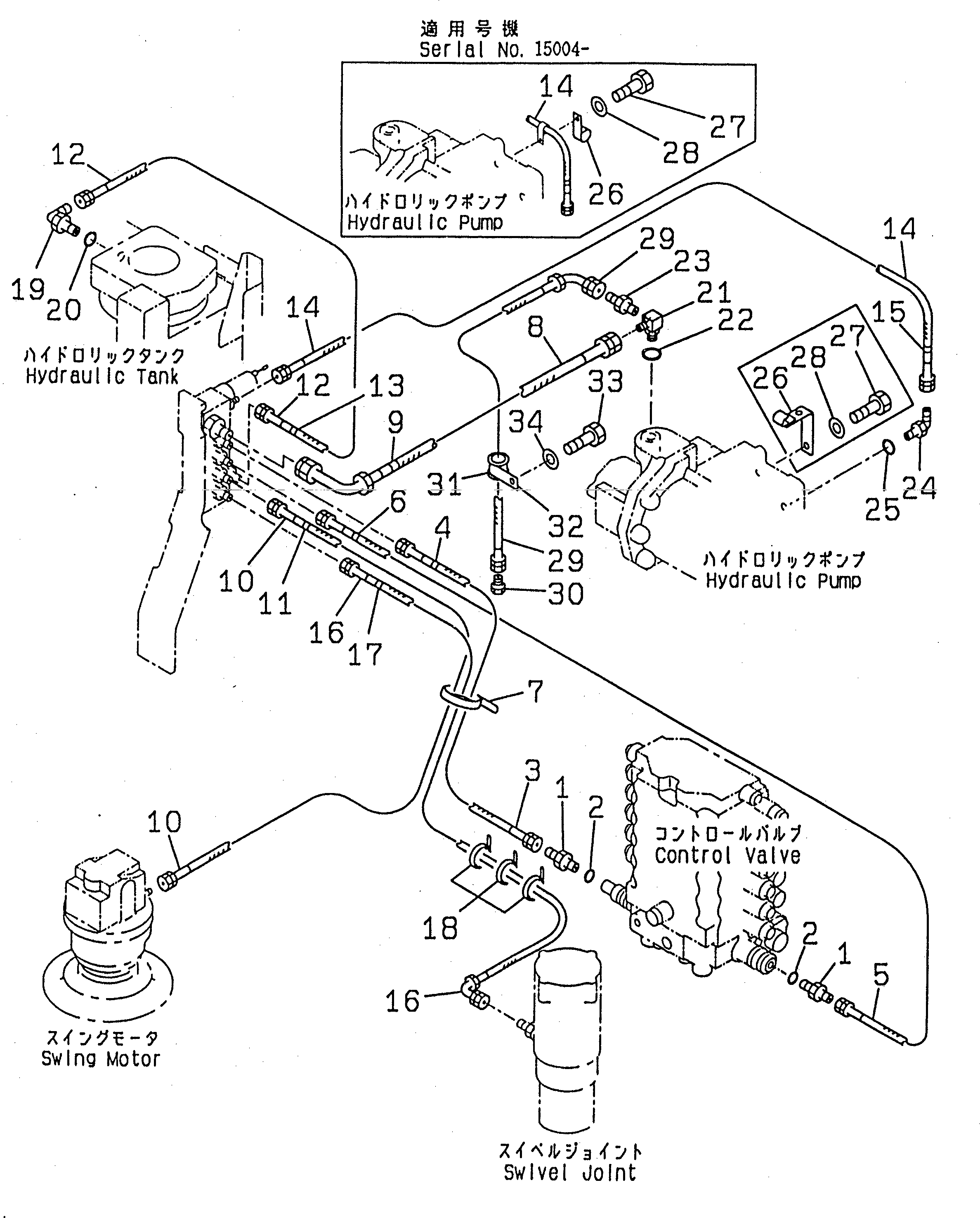 Excavators Komatsu / PC100L-6 S/N 15001-UP(pc100l-c) / SOLENOID VALVE LINE (SOLENOID VALVE PIPING)(#15001-15117)(151110 : H1831-03A0)