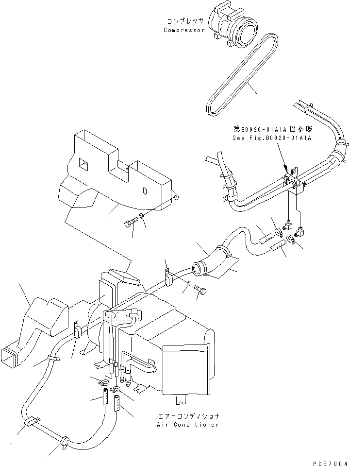Excavators Komatsu / PC100L-6 S/N 15001-UP(pc100l-c) / AIR CONDITIONER (HEATER PIPING AND DUCT)                         (WITH CORROSION RESISTER)(#15200-)(210910 : K0700-04A5A)