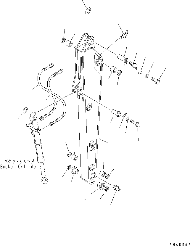 Excavators Komatsu / PC100L-6 S/N 15001-UP(pc100l-c) / ARM (ARM AND PIN) (1-ACTUATER ATTACHMENT)(360460 : T1210-01A5)
