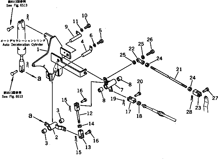 Komatsu parts book diagram for PC100L-3 S/N 12001-UP: FUEL CONTROL LINKAGE (WITH AUTO DECELERATION)(#12001-12199)