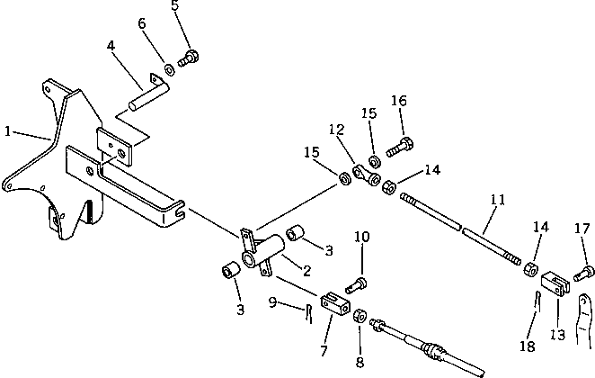 Komatsu parts book diagram for PC100L-3 S/N 12001-UP: FUEL CONTROL LINKAGE (WITHOUT AUTO DECELERATION)(#12001-12199)
