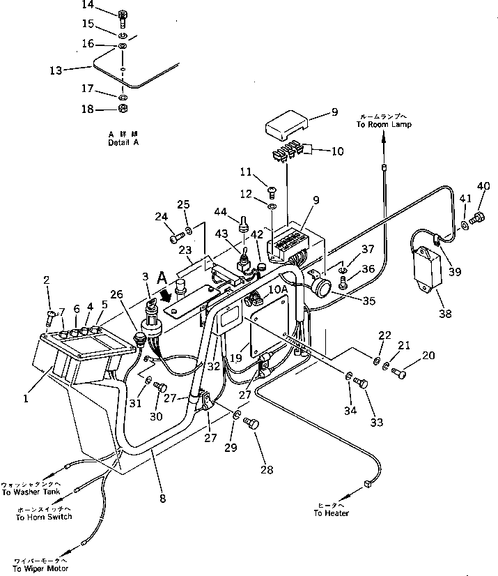 Komatsu parts book diagram for PC100L-3 S/N 12001-UP: INSTRUMENT PANEL (FOR LONG LEVER CONTROL)(WITHOUT AUTO DECEL.)   (WITHOUT SWING MECHANICAL BRAKE)(#12200-12325)