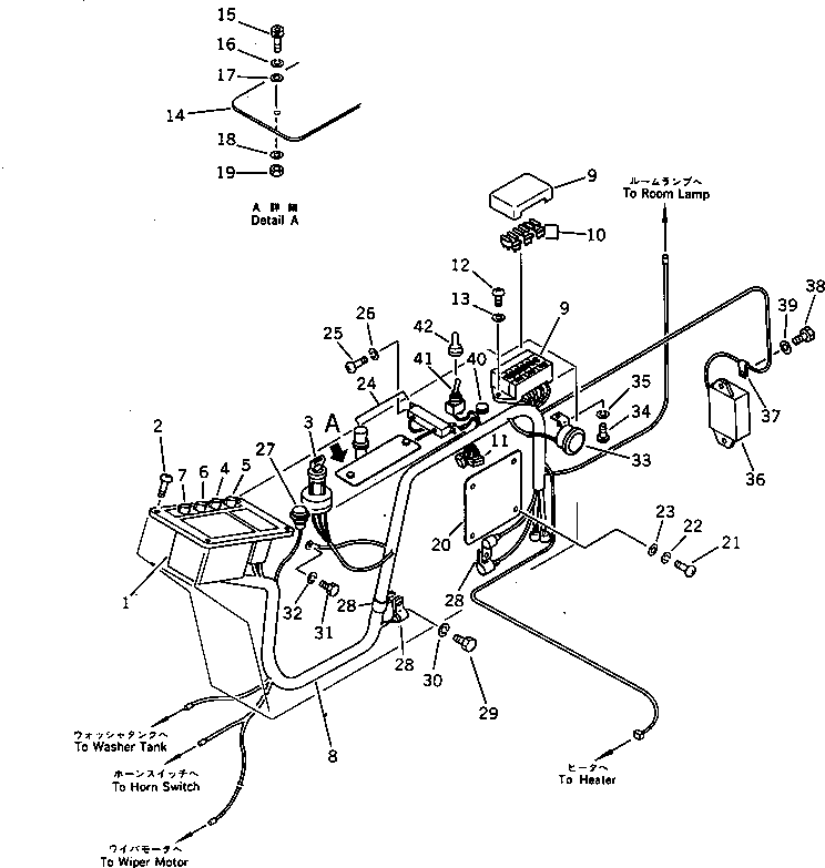 Komatsu parts book diagram for PC100L-3 S/N 12001-UP: INSTRUMENT PANEL (FOR LONG LEVER CONTROL)(WITHOUT AUTO DECEL.)   (WITHOUT SWING MECHANICAL BRAKE)(#12326-)