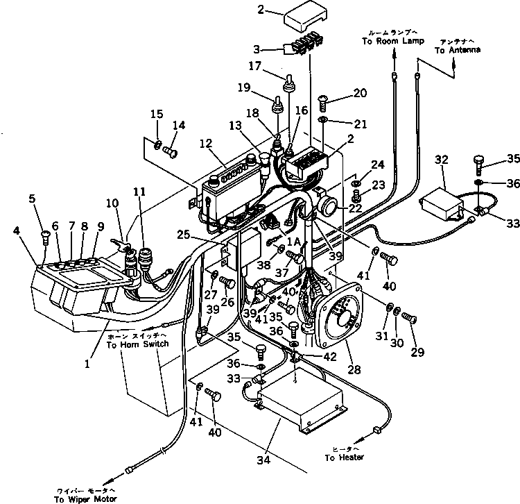 Komatsu parts book diagram for PC100L-3 S/N 12001-UP: INSTRUMENT PANEL (FOR WRIST CONTROL) (WITH AUTO DECELERATION)    (WITH SWING MECHANICAL BRAKE)(#12200-12325)