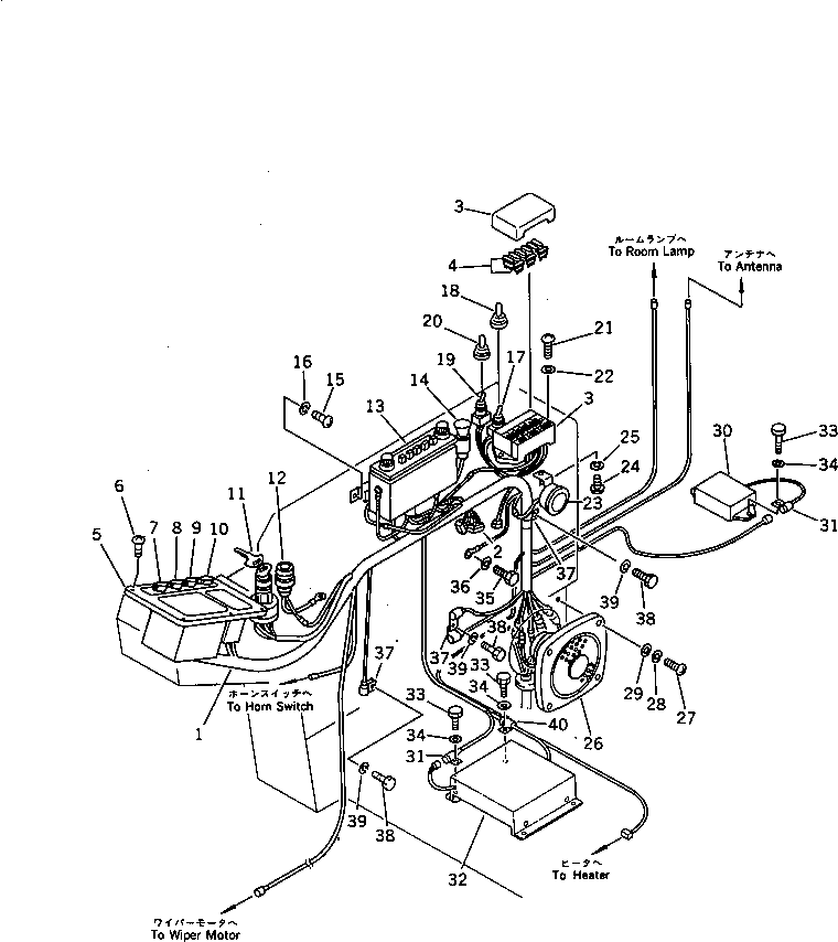 Komatsu parts book diagram for PC100L-3 S/N 12001-UP: INSTRUMENT PANEL (FOR WRIST CONTROL) (WITH AUTO DECELERATION)    (WITH SWING MECHANICAL BRAKE)(#12326-)