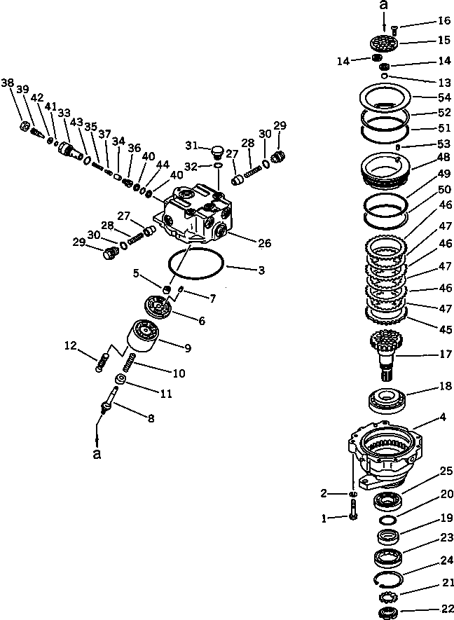 Komatsu parts book diagram for PC100L-3 S/N 12001-UP: SWING MOTOR (WITH SWING MECHANICAL BRAKE)