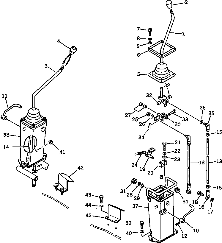 Komatsu parts book diagram for PC100L-3 S/N 12001-UP: WORK EQUIPMENT CONTROL LEVER (FOR LONG LEVER CONTROL)(#12001-12199)