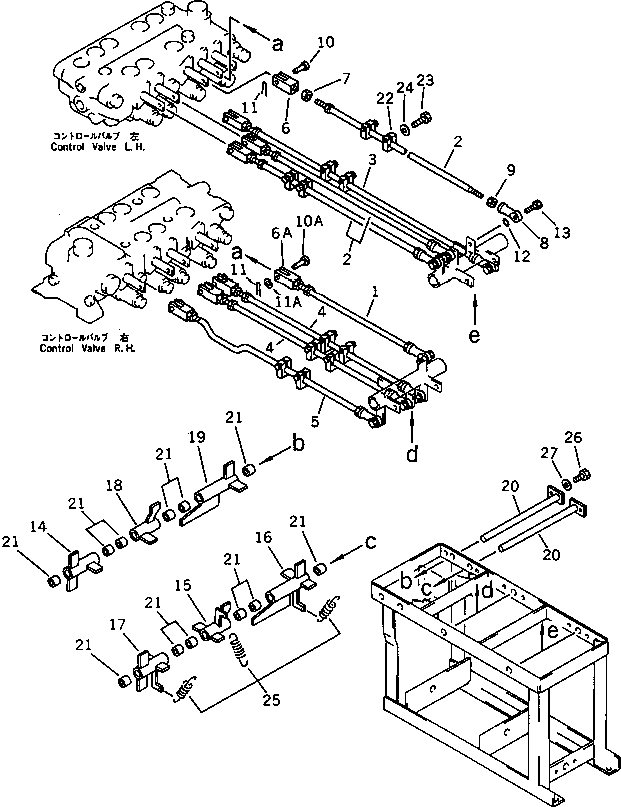Komatsu parts book diagram for PC100L-3 S/N 12001-UP: VALVE CONTROL LINKAGE (3/3) (FOR LONG LEVER CONTROL)