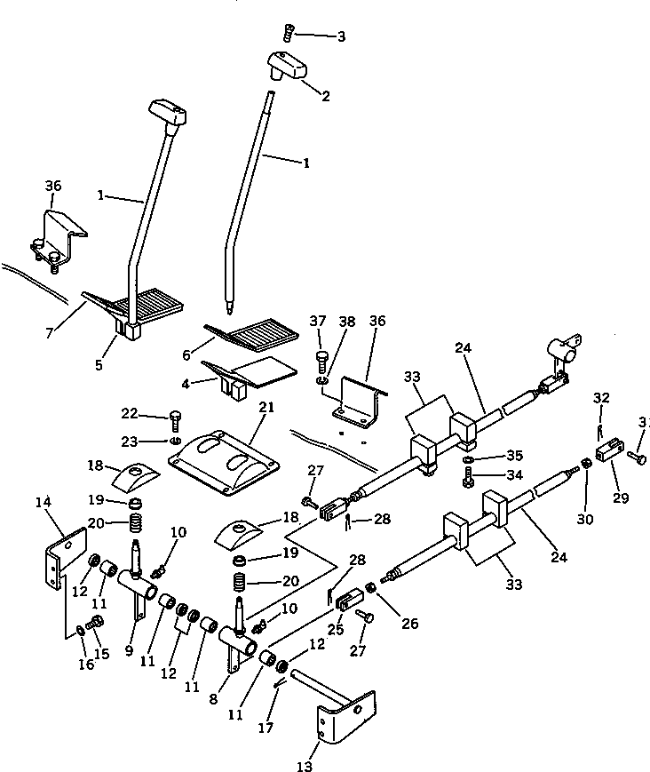 Komatsu parts book diagram for PC100L-3 S/N 12001-UP: TRAVEL CONTROL (FOR WRIST CONTROL) (WITH AUTO DECELERATION)(#12001-12014)