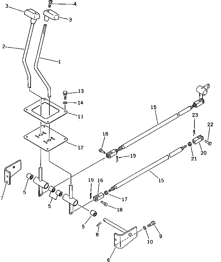 Komatsu parts book diagram for PC100L-3 S/N 12001-UP: TRAVEL CONTROL (FOR WRIST CONTROL) (WITHOUT AUTO DECELERATION)