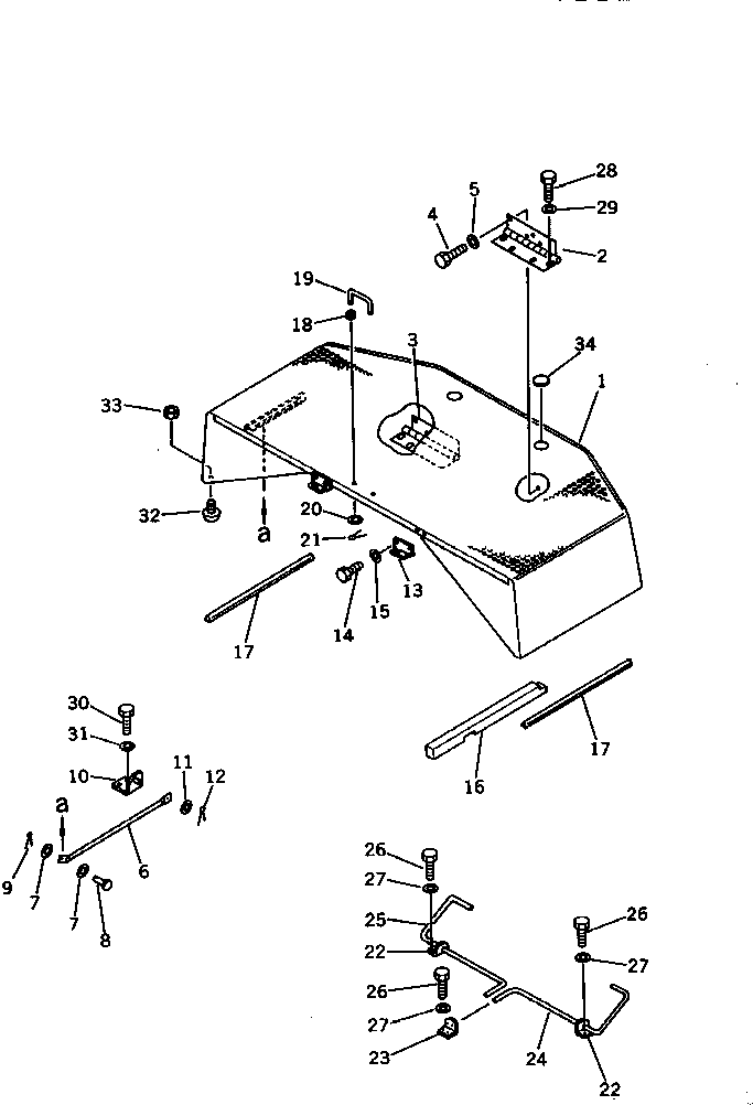 Komatsu parts book diagram for PC100L-3 S/N 12001-UP: MACHINERY COMPARTMENT (1/3)(#12200-)