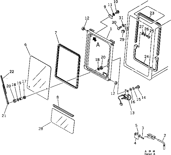 Komatsu parts book diagram for PC100L-3 S/N 12001-UP: OPERATOR'S CAB (2/6) (EXCEPT JAPAN)(#12154-12312)