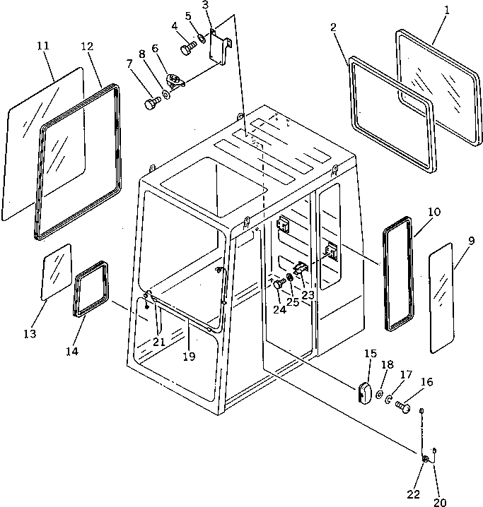Komatsu parts book diagram for PC100L-3 S/N 12001-UP: OPERATOR'S CAB (4/6) (EXCEPT JAPAN)(#12313-)