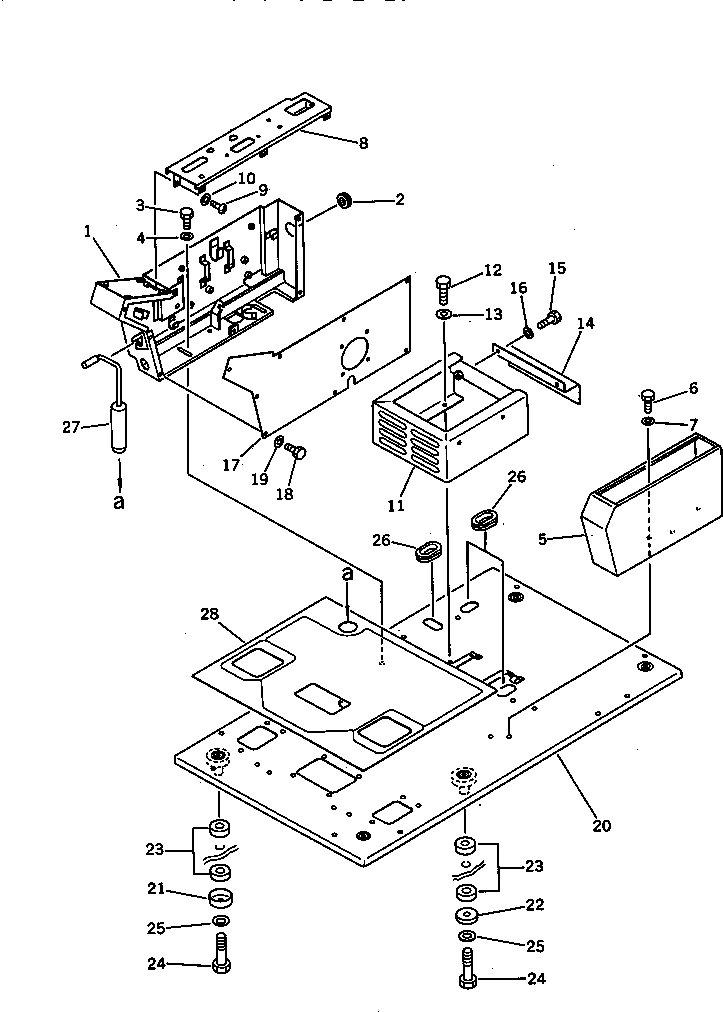 Komatsu parts book diagram for PC100L-3 S/N 12001-UP: OPERATOR'S CAB ? FLOOR FRAME (FOR LONG LEVER CONTROL)(#12200-)