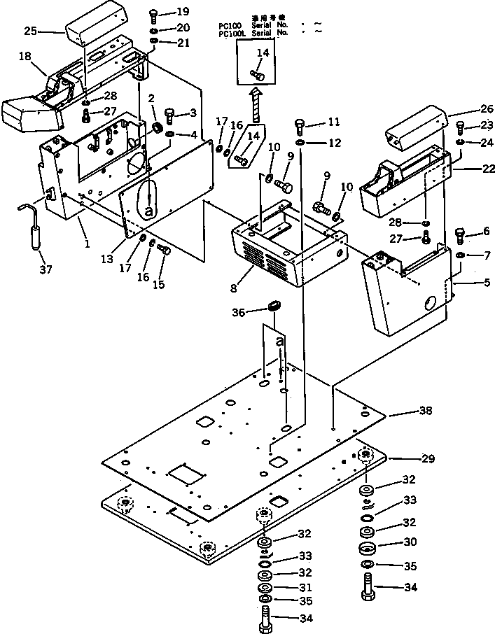 Komatsu parts book diagram for PC100L-3 S/N 12001-UP: OPERATOR'S CAB ? FLOOR FRAME (FOR WRIST CONTROL)(#12001-12199)