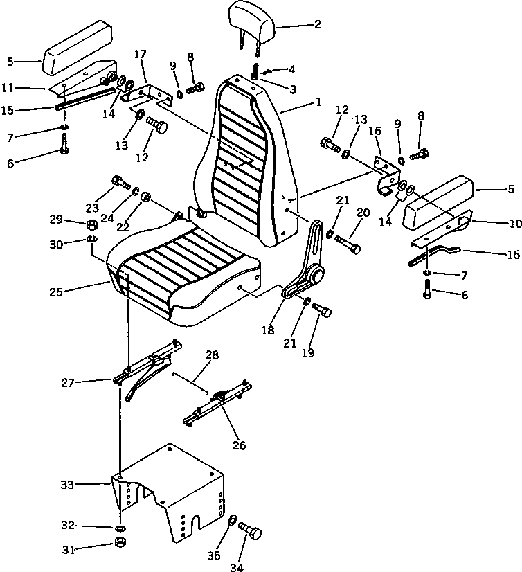 Komatsu parts book diagram for PC100L-3 S/N 12001-UP: OPERATOR'S SEAT (FOR LONG LEVER CONTROL)(#12001-12014)