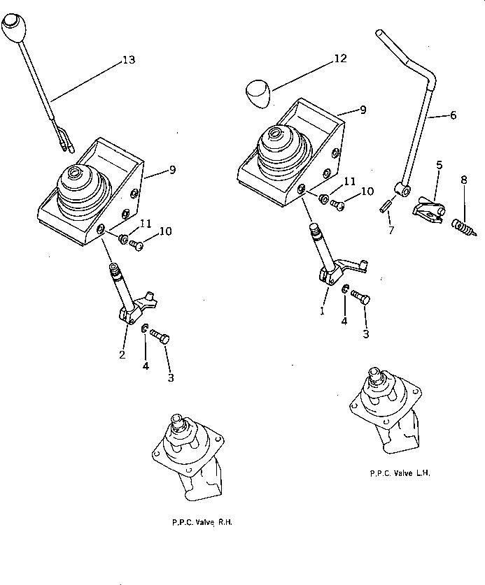 Komatsu parts book diagram for PC100L-3 S/N 12001-UP: WORK EQUIPMENT CONTROL LEVER (TBG SPEC.)
