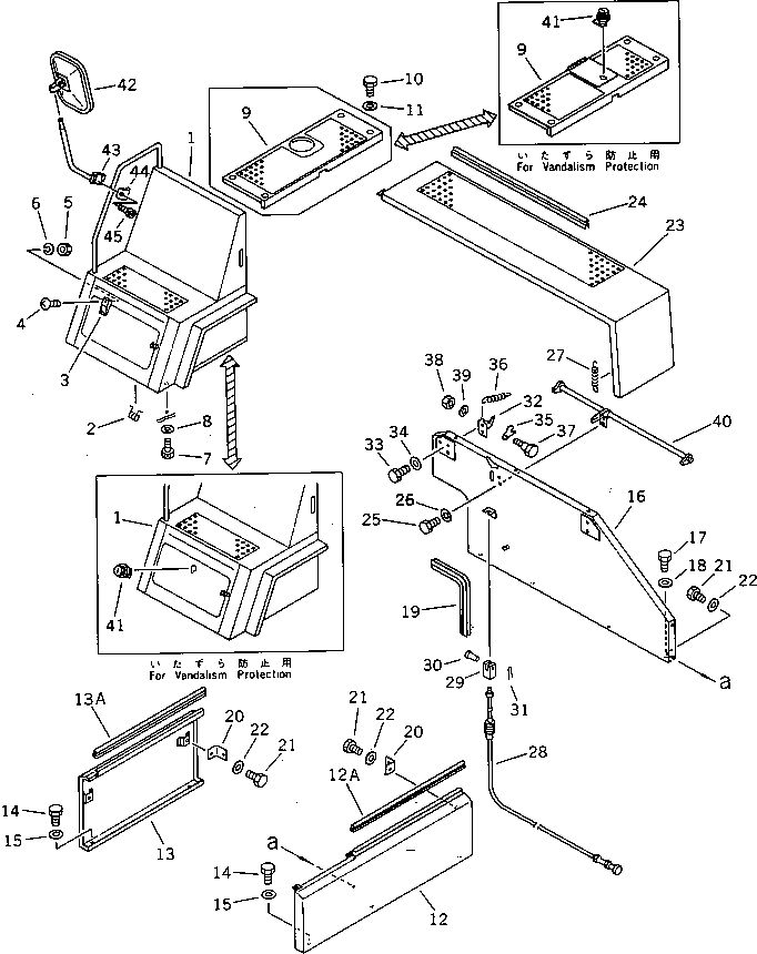 Komatsu parts book diagram for PC100L-3 S/N 12001-UP: MACHINERY COMPARTMENT (2/3) (TBG SPEC.)