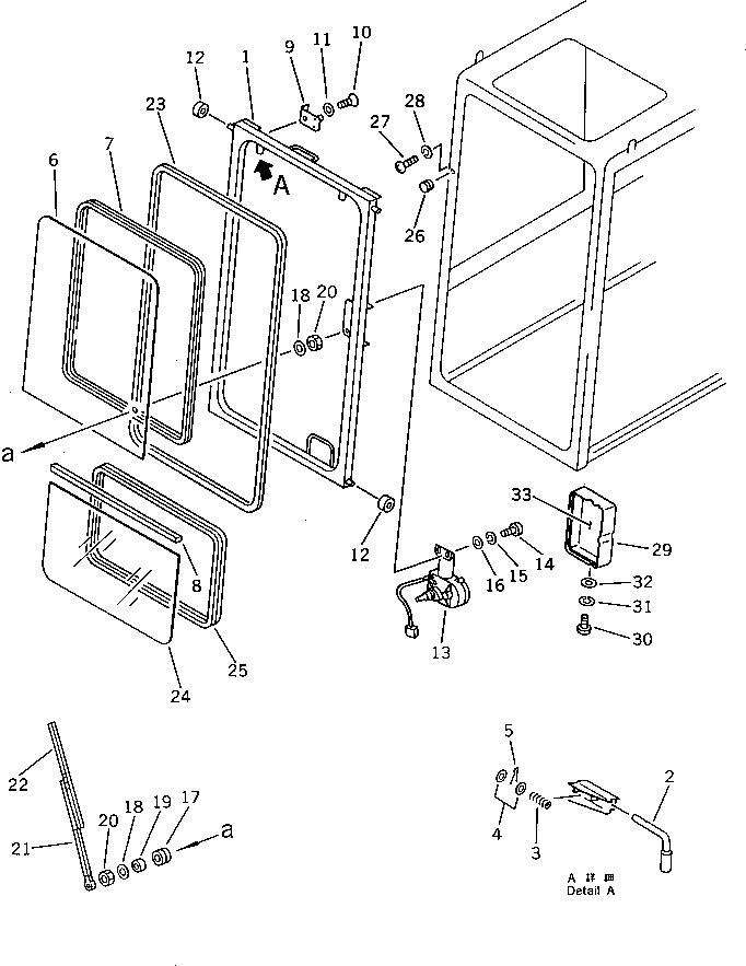 Komatsu parts book diagram for PC100L-3 S/N 12001-UP: OPERATOR'S CAB (3/7) (TBG SPEC.)