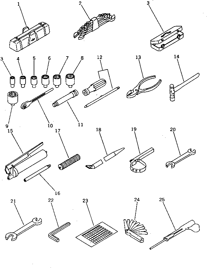 Komatsu parts book diagram for PC100L-3 S/N 12001-UP: TOOL (EXCEPT JAPAN)