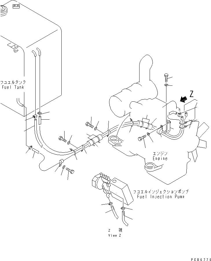 Excavators Komatsu / PC100N-6 S/N 1004-UP(pc100n-r) / FUEL LINE(#1191-)(090030 : D0200-01A0A)
