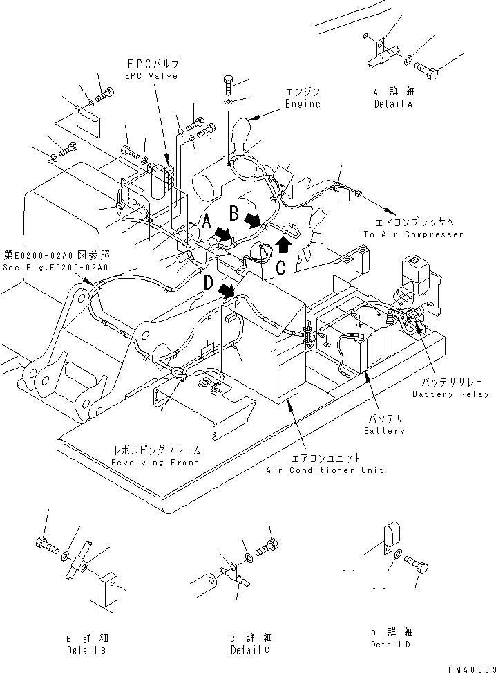 Excavators Komatsu / PC100N-6 S/N 1004-UP(pc100n-r) / WIRING (COVER)(#1004-1190)(120070 : E0200-03A0)