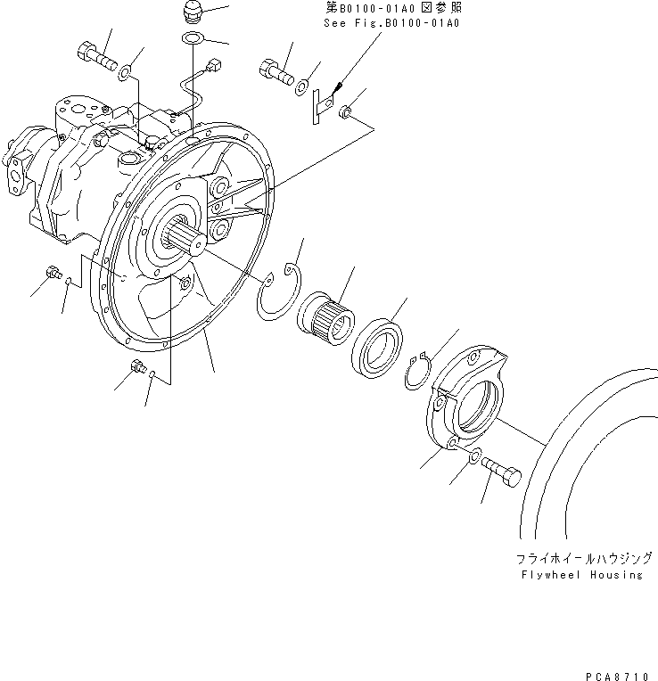Excavators Komatsu / PC100N-6 S/N 1004-UP(pc100n-r) / MAIN PUMP (FILLER ? COUPLING AND MOUNT)(#1004-1190)(150060 : H0210-01A0)