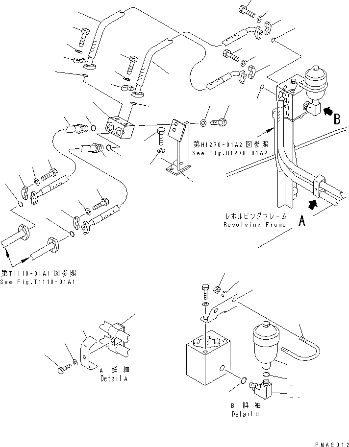 Excavators Komatsu / PC100N-6 S/N 1004-UP(pc100n-r) / ATTACHMENT LINE (CONVERTIBLE VALVE AND JOINT BLOCK PIPING) (WITH ACCUMULATOR)(150280 : H1270-02A3)