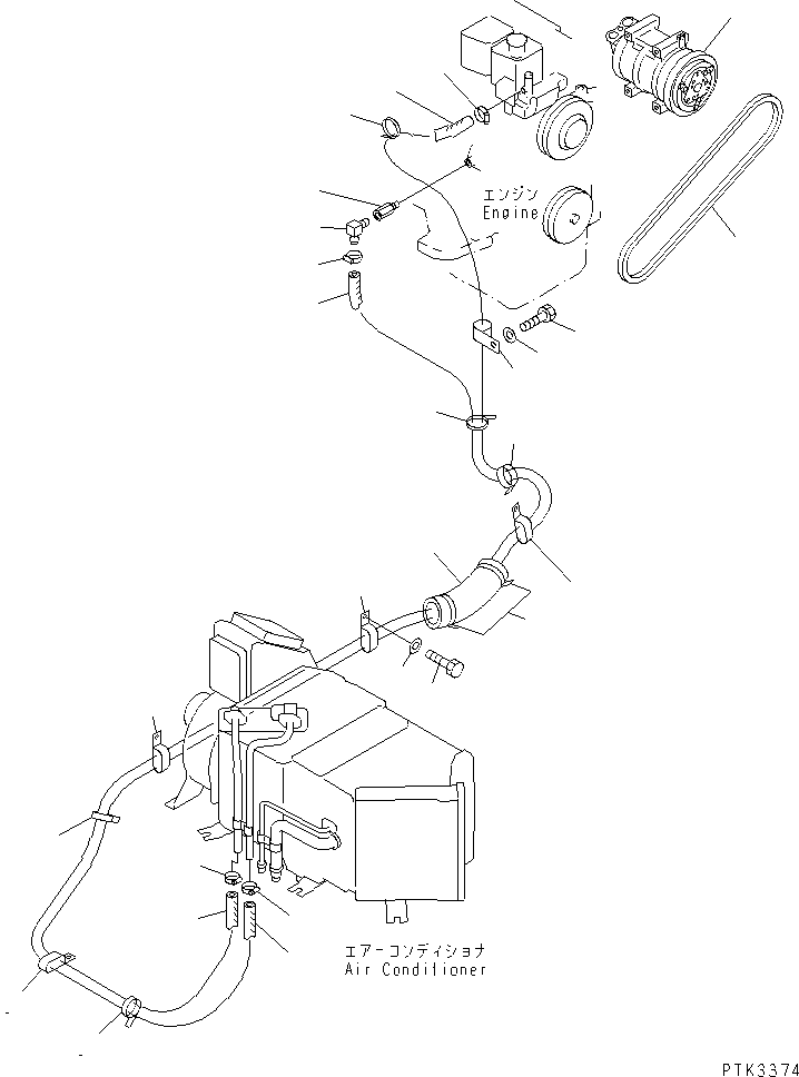 Excavators Komatsu / PC100N-6 S/N 1004-UP(pc100n-r) / AIR CONDITIONER (HEATER PIPING AND COVER)(#1191-)(210370 : K0700-04A0A)