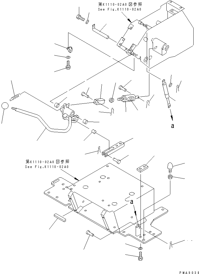 Excavators Komatsu / PC100N-6 S/N 1004-UP(pc100n-r) / FLOOR FRAME (SAFETY LOCK LEVER)(#1004-1190)(210440 : K1110-03A0)