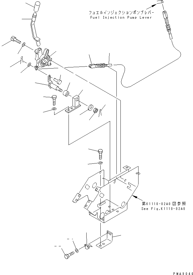 Excavators Komatsu / PC100N-6 S/N 1004-UP(pc100n-r) / FLOOR FRAME (FUEL CONTROL)(#1004-1190)(210490 : K1110-05A0)