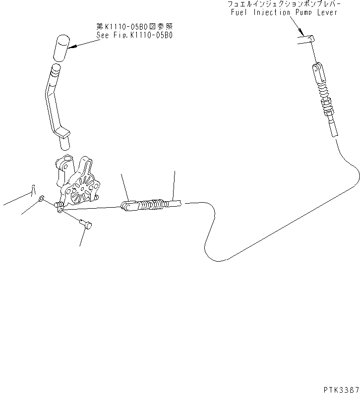 Excavators Komatsu / PC100N-6 S/N 1004-UP(pc100n-r) / FLOOR FRAME (FUEL CONTROL CABLE)(#1191-)(210630 : K1110-10B0)
