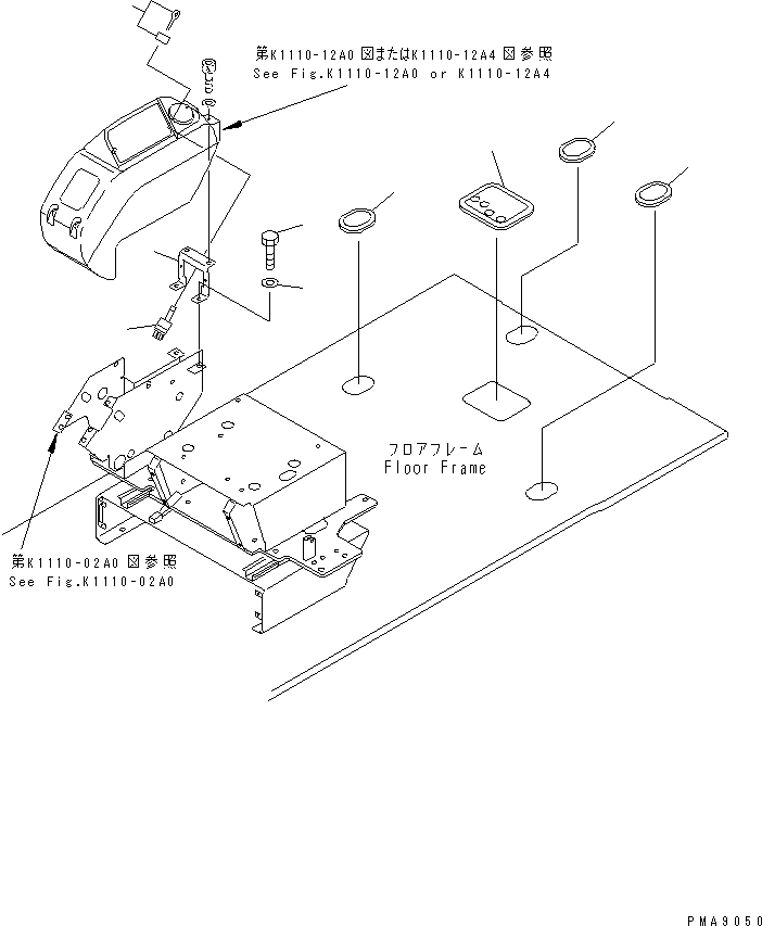Excavators Komatsu / PC100N-6 S/N 1004-UP(pc100n-r) / FLOOR FRAME (COVER AND GROMMET)(#1004-1190)(210700 : K1110-14A0)