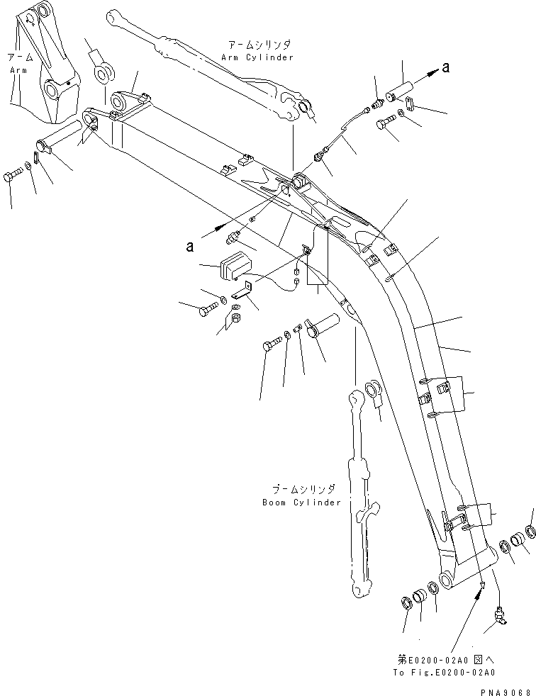 Excavators Komatsu / PC100N-6 S/N 1004-UP(pc100n-r) / BOOM (BOOM ? WORK LAMP AND PIN) (1-ACTUATER ATTACHMENT)(360020 : T1110-01A1)