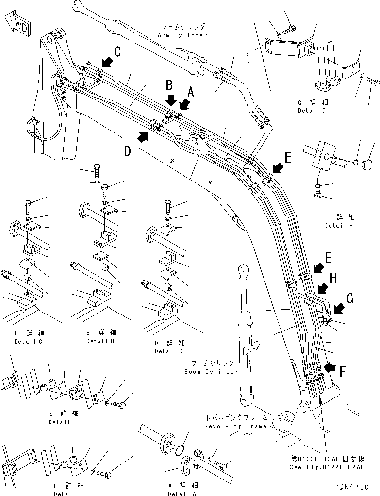 Excavators Komatsu / PC100N-6 S/N 1004-UP(pc100n-r) / BOOM (HYDRAULIC LINE) (1-ACTUATER ATTACHMENT)(#1191-)(360050 : T1110-02A1A)