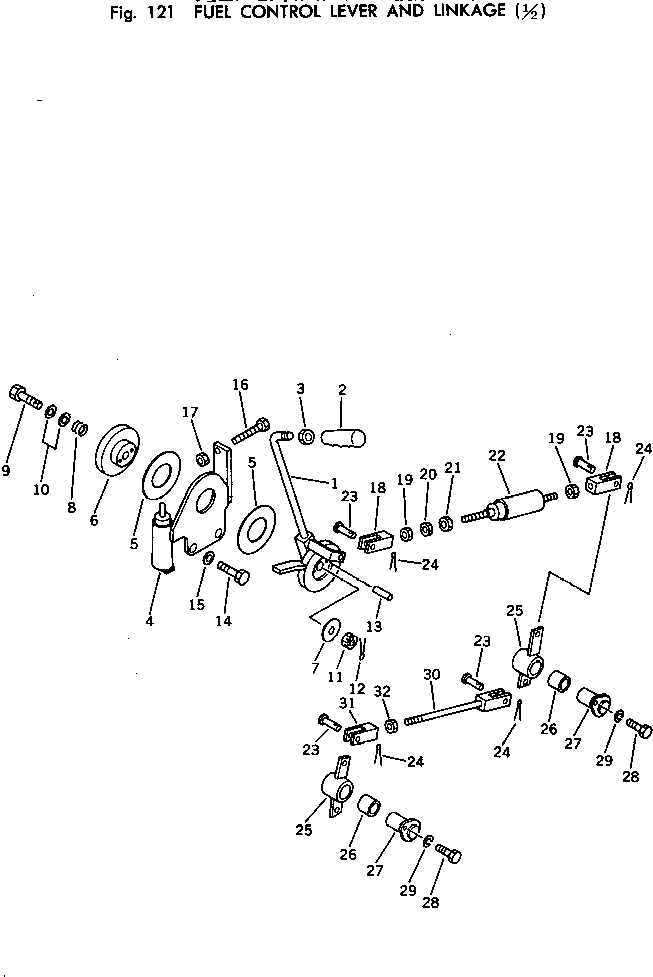 Excavators Komatsu / PC100U-2 S/N 10001-UP(pc100u-c) / FUEL CONTROL LEVER AND LINKAGE (1/2)(030030 : 121)