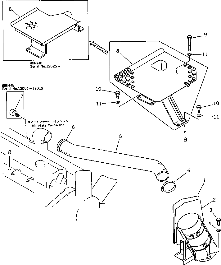 Excavators Komatsu / PC100U-3 S/N 12001-UP(pc100u0r) / AIR CLEANER CONNECTION(#12020-)(030040 : 1051A)